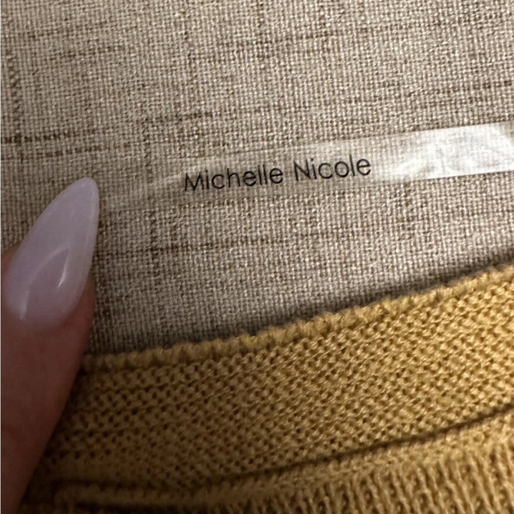 CLICHE by MICHELLE NICOLE Sweater Womens Size Small Yellow Gold 3/4 Sleeves - Picture 11 of 11